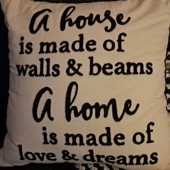 Inspirational Throw Accent cushion HOUSE HOME ivory cotton black raised letters - Picture 3 of 5